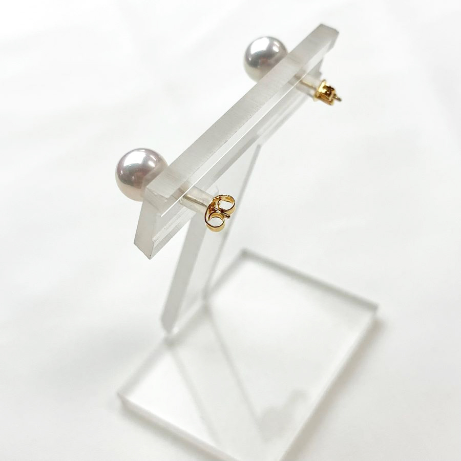 K18一粒6ｍｍ貝パールピアス