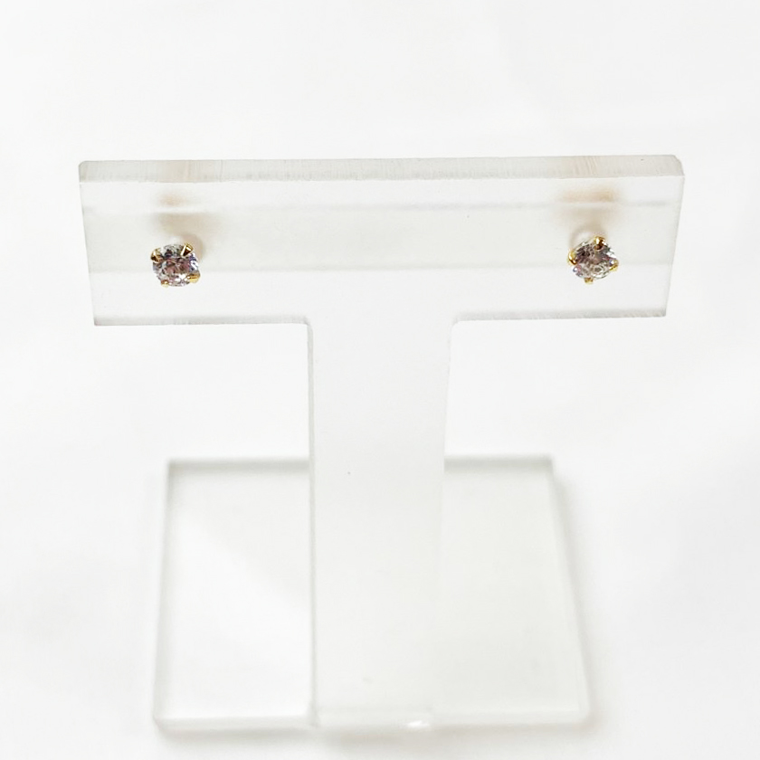 K18一粒3mmキュービックジルコニアピアス