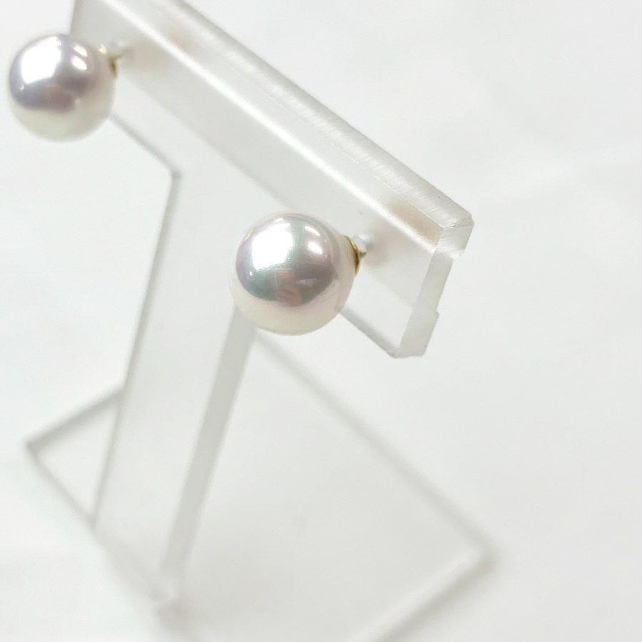 K18一粒8ｍｍ貝パールピアス