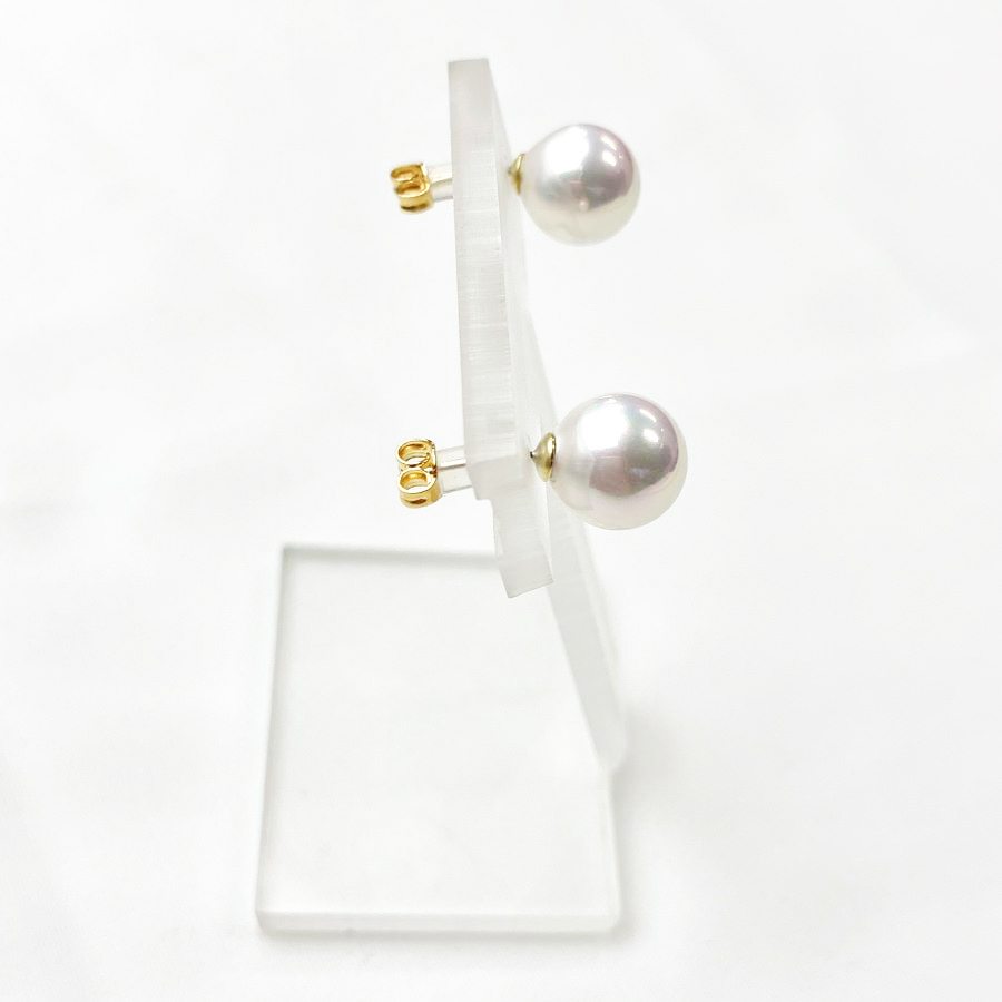 K18一粒8ｍｍ貝パールピアス