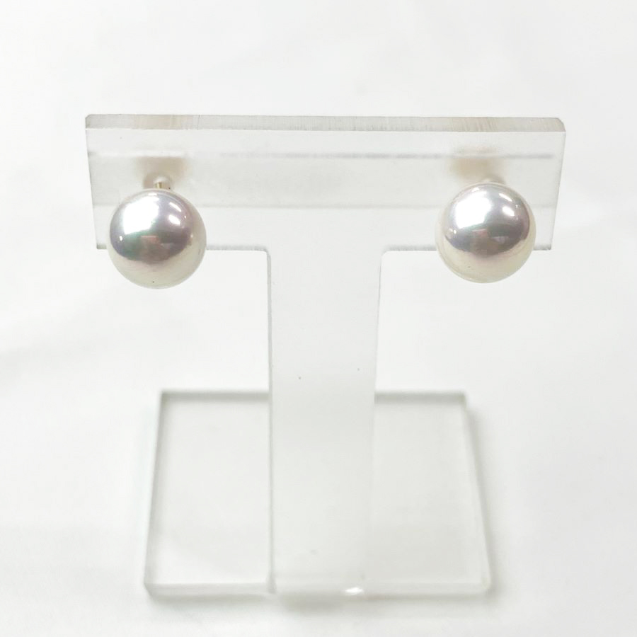 K18一粒8ｍｍ貝パールピアス