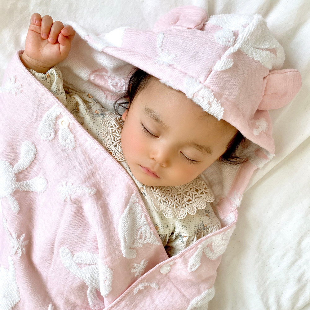 【名入れギフト】マカロン　フード付きバスタオル・ハンカチセット