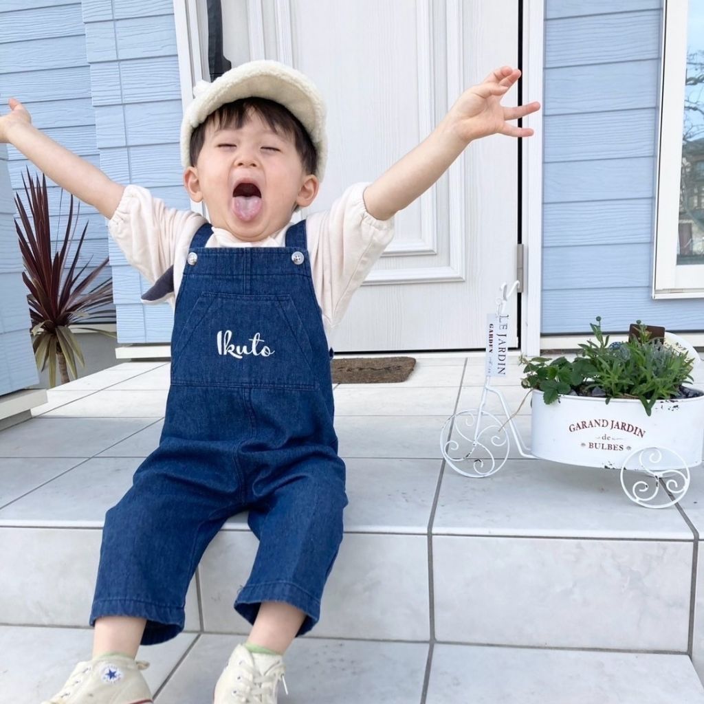 長く使える名入れデニムサロペット