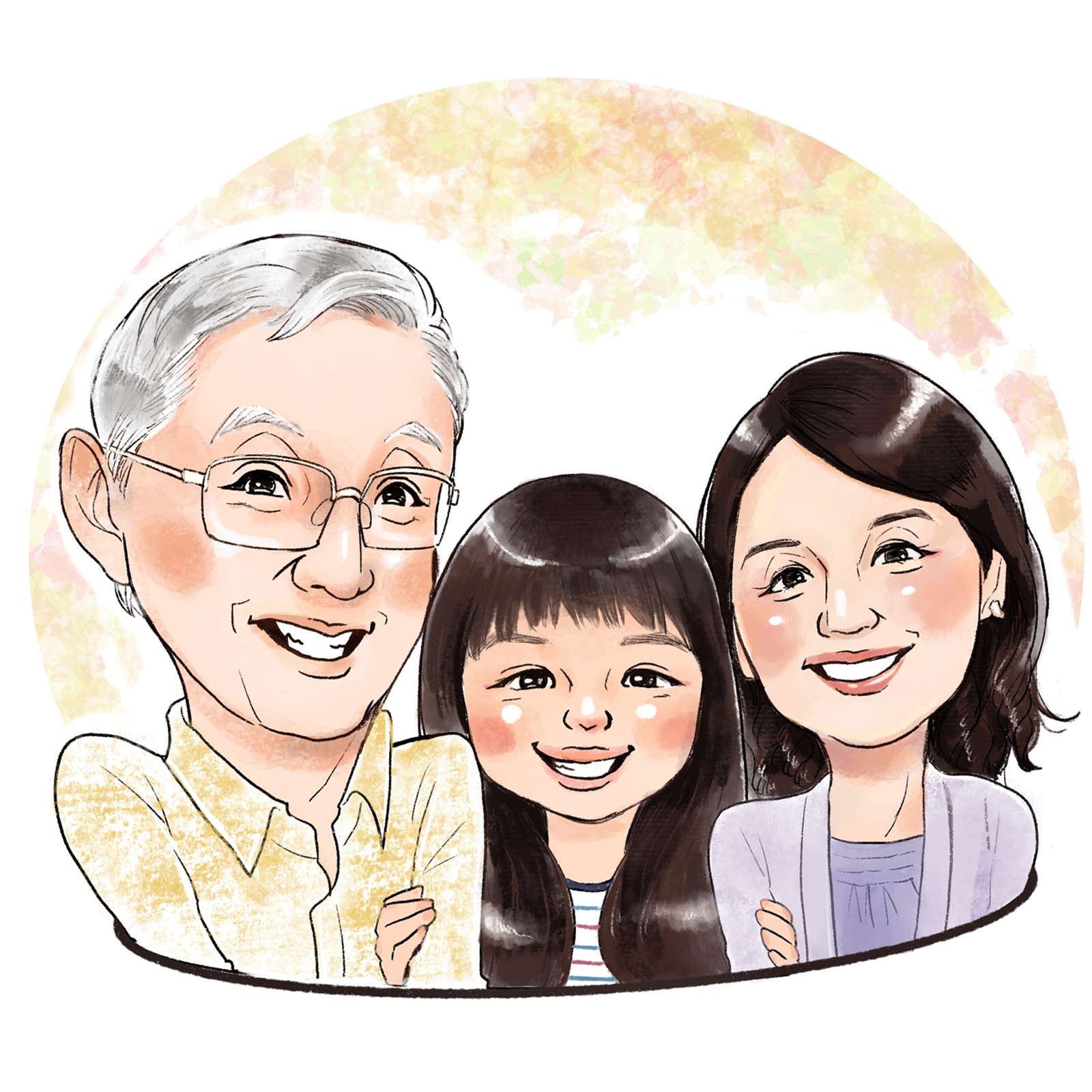 似顔絵ポエム＜朱色色紙額＞