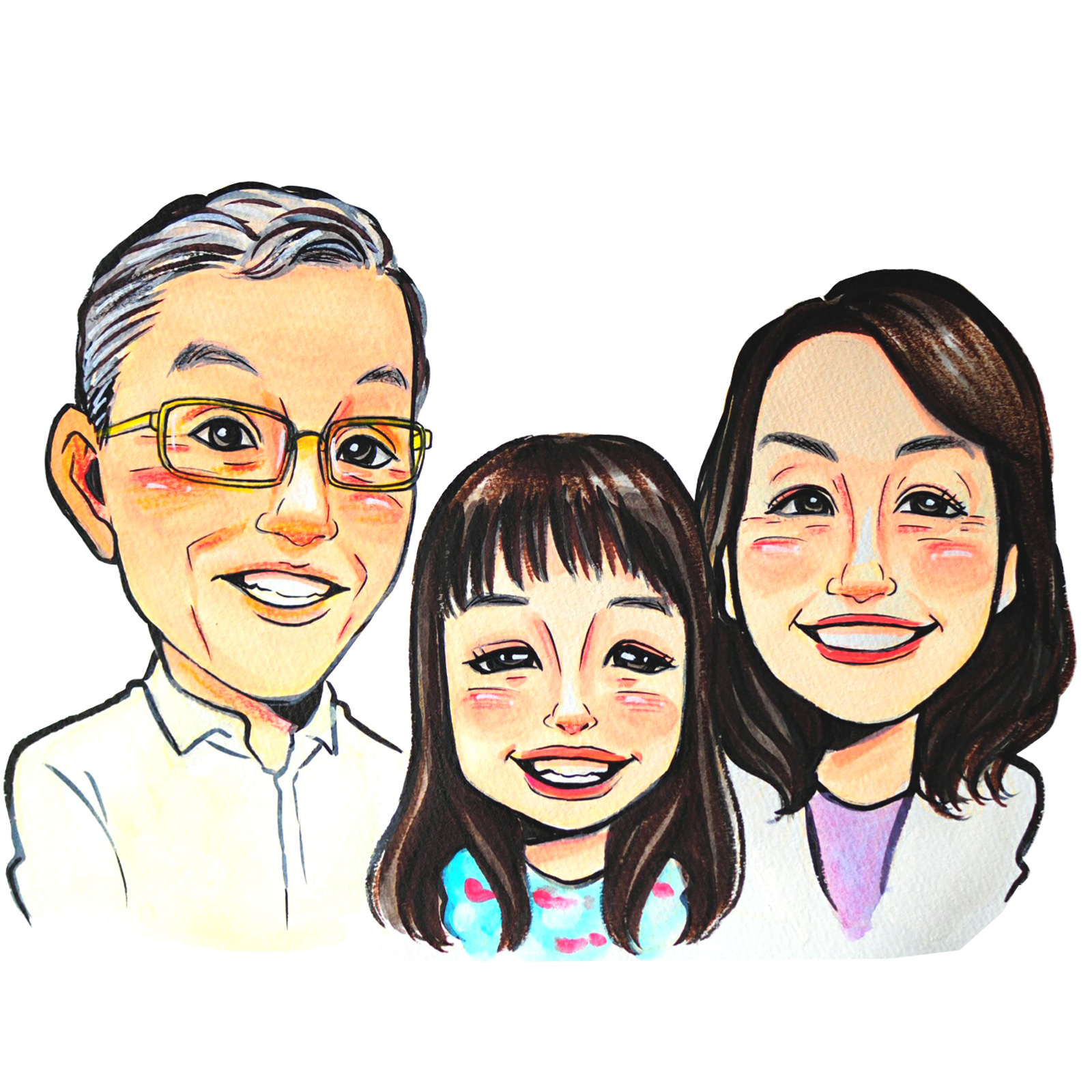 似顔絵ポエム＜朱色色紙額＞