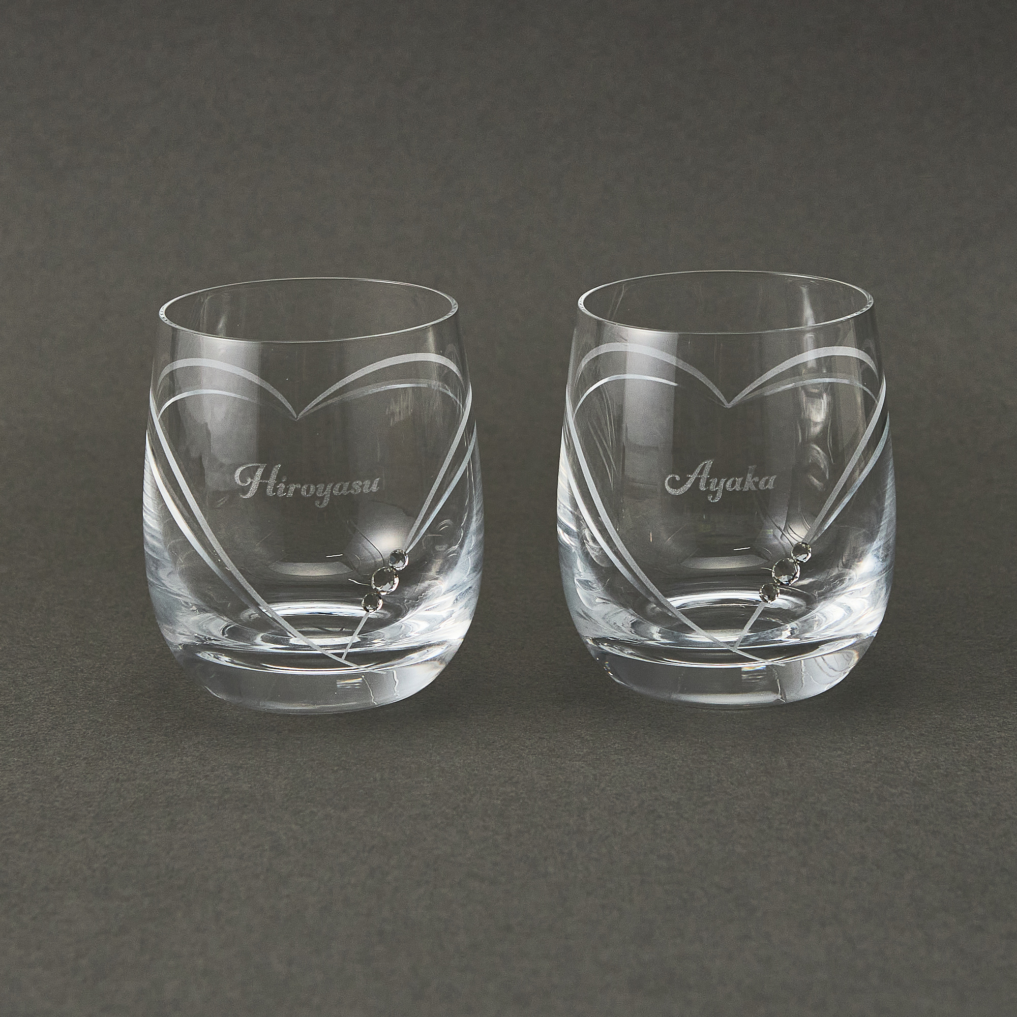 ペア名入れ】クリスタルロックグラス with SWAROVSKI ペア 250ml 