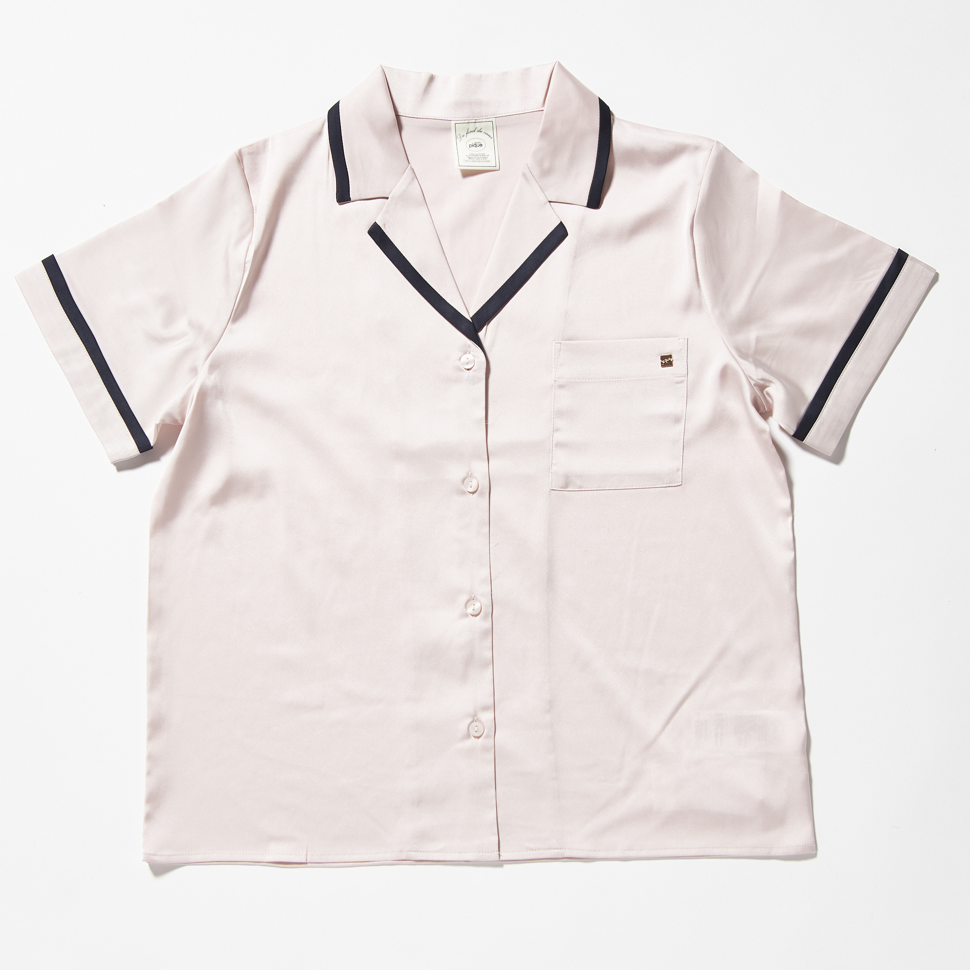 【WOMEN】サテンライン　シャツ＆ショートパンツセット