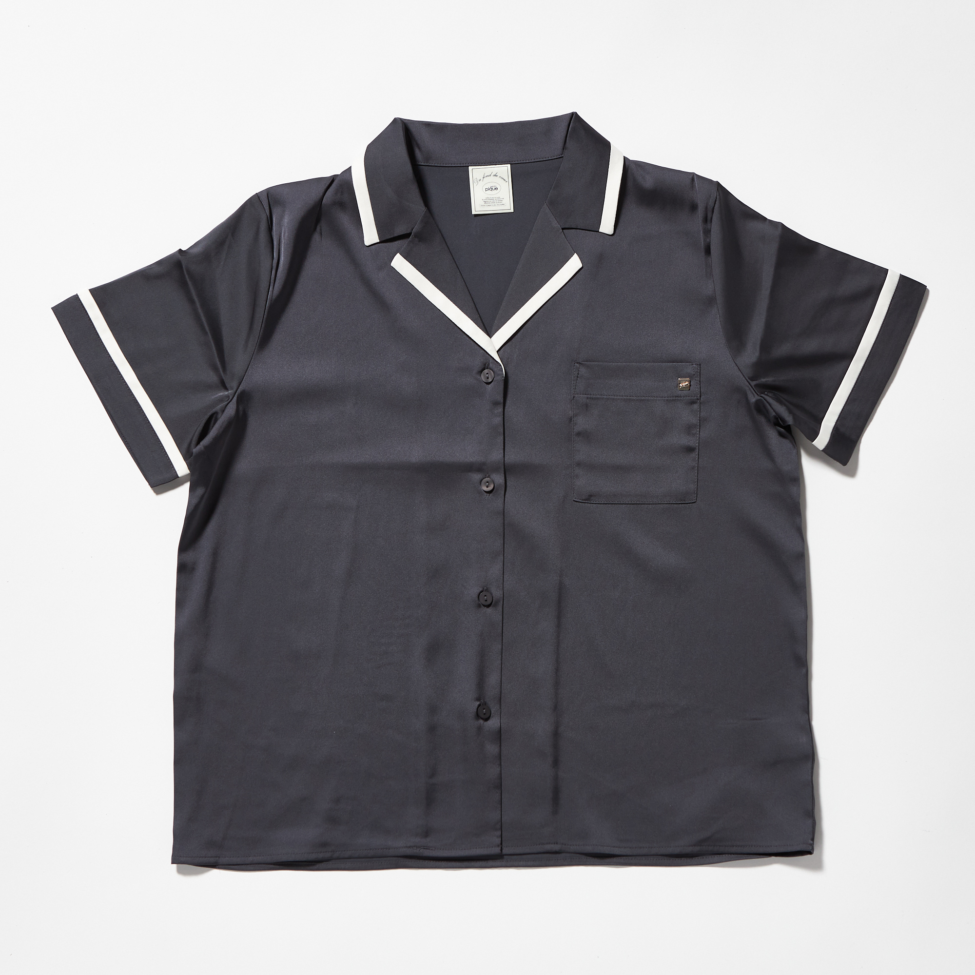 【WOMEN】サテンライン　シャツ＆ショートパンツセット