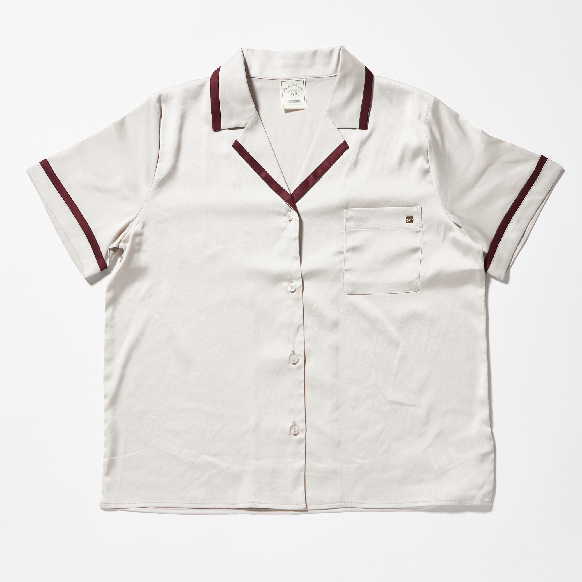 【WOMEN】サテンライン　シャツ＆ショートパンツセット