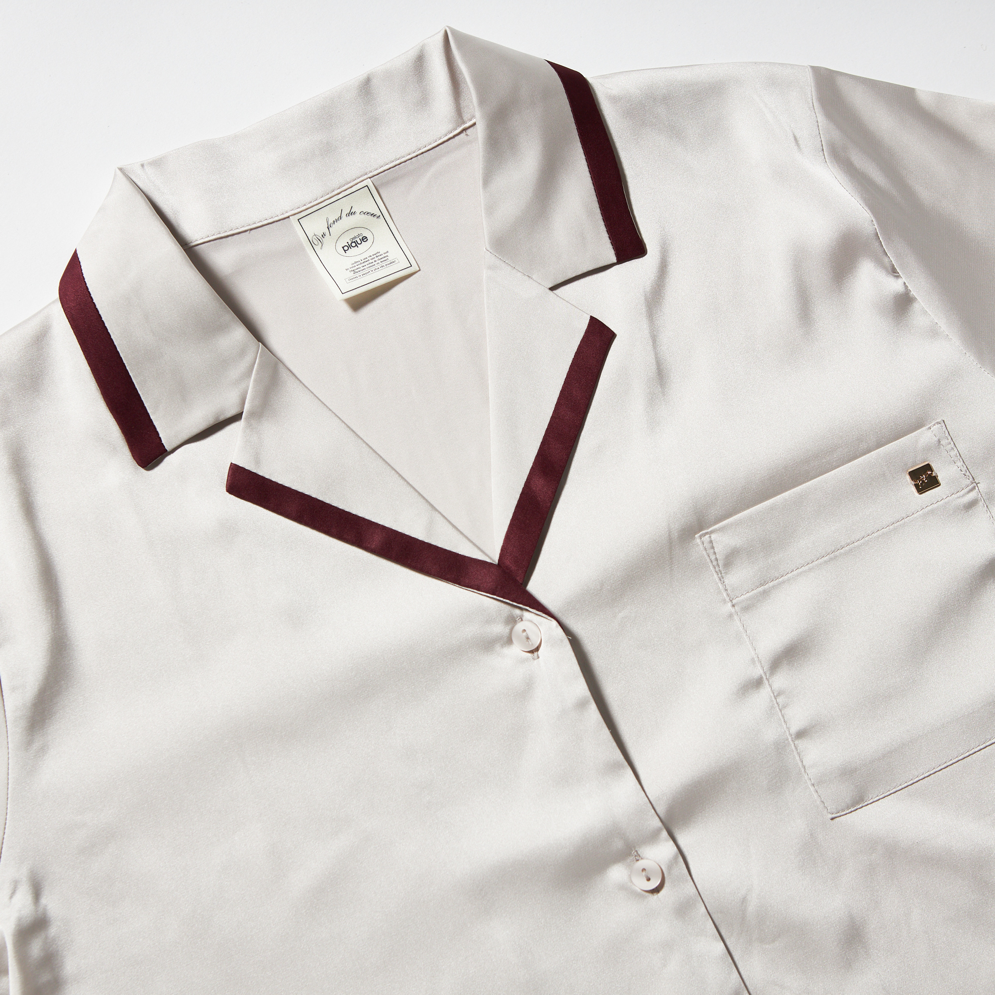 【WOMEN】サテンライン　シャツ＆ショートパンツセット