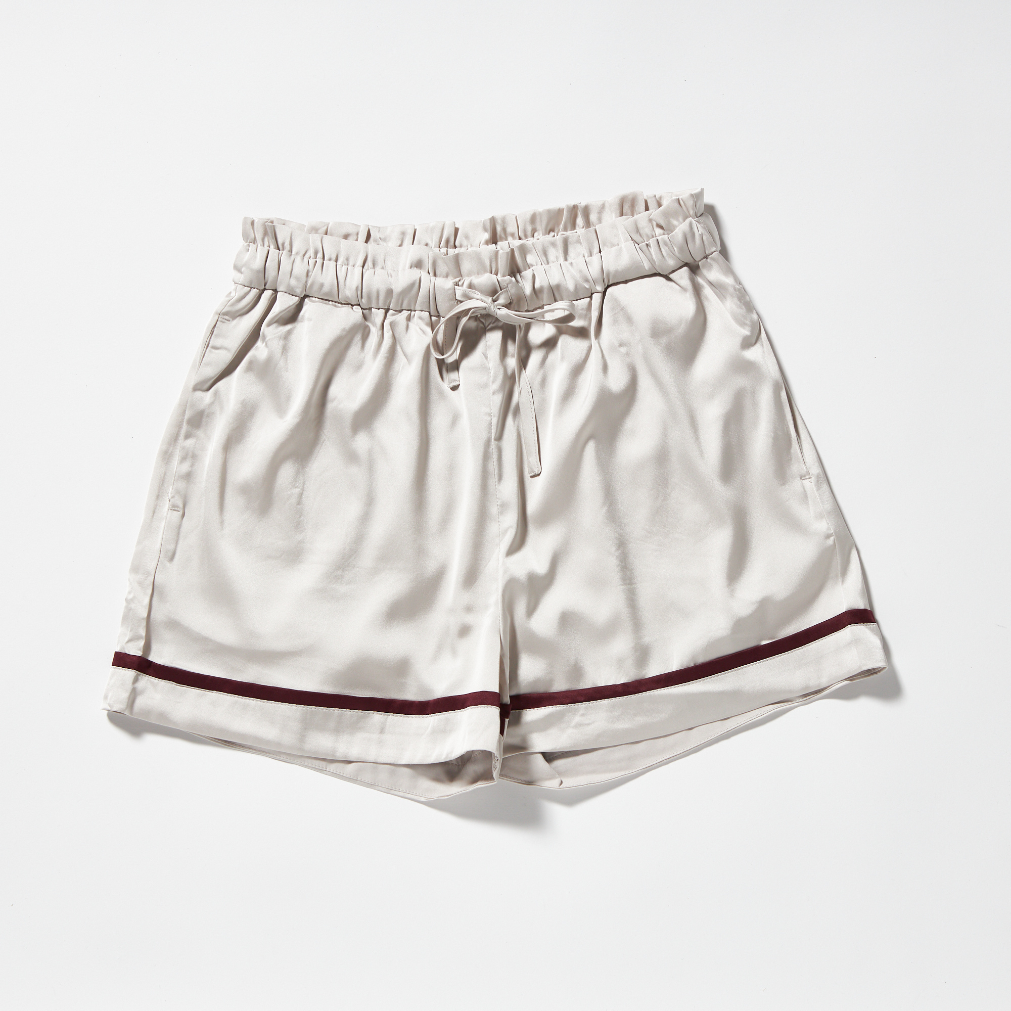 【WOMEN】サテンライン　シャツ＆ショートパンツセット