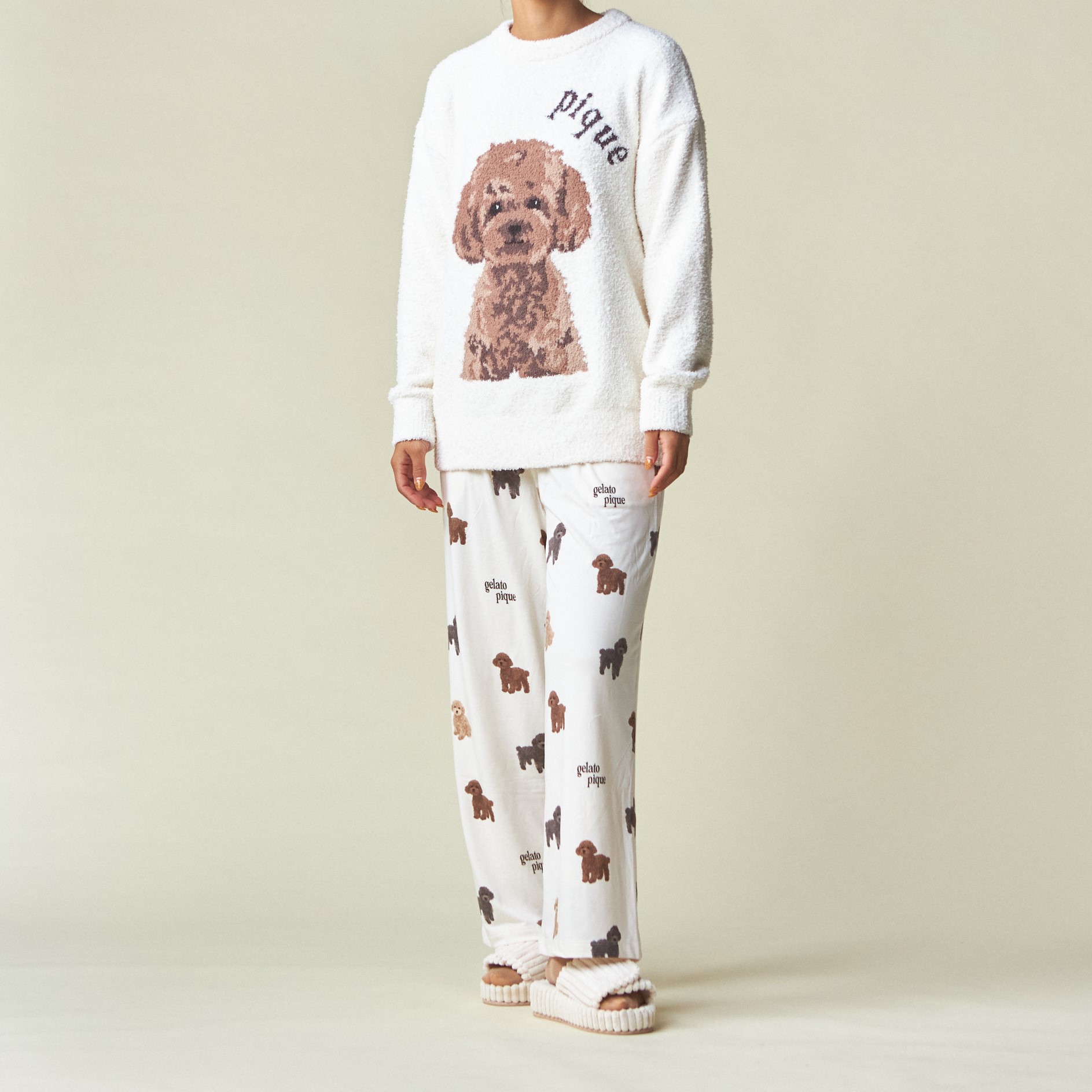 WOMEN】パウダーDOG3柄 JQDプルオーバー＆ロングパンツセット | gelato  