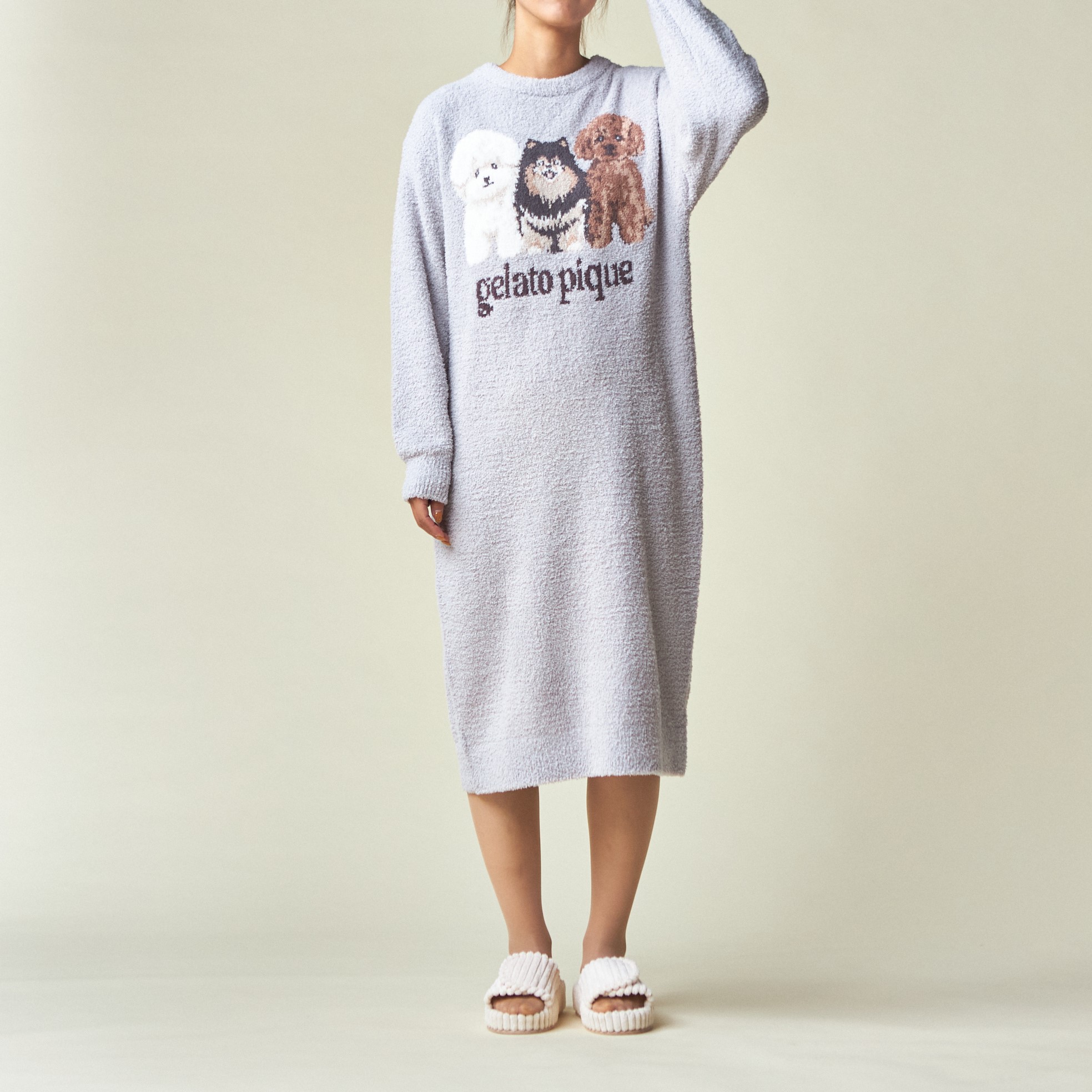 【WOMEN】パウダーDOG3柄JQDワンピース