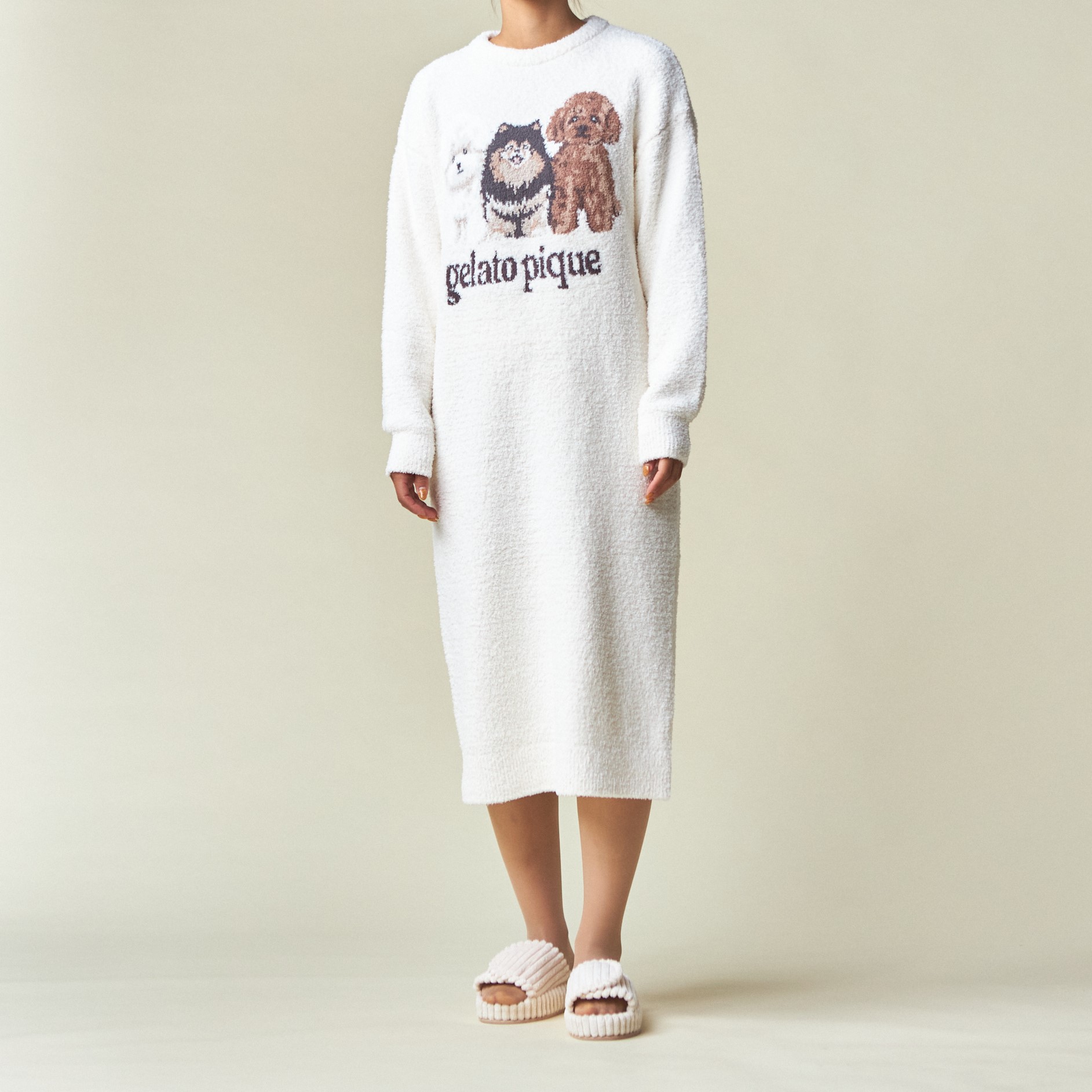 【WOMEN】パウダーDOG3柄JQDワンピース