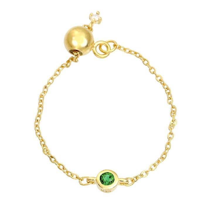 【ジュエリーケース付】誕生石チェーンリング エンドパーツ ダイヤモンド付