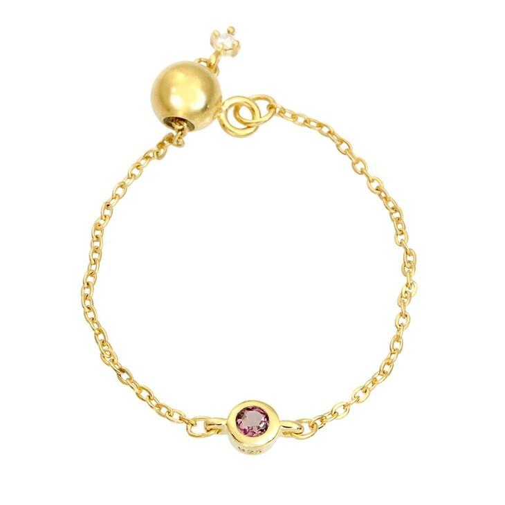 【ジュエリーケース付】誕生石チェーンリング エンドパーツ ダイヤモンド付