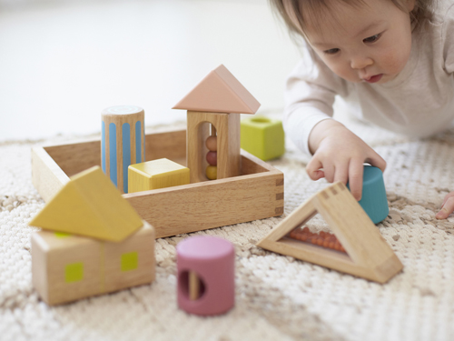 【名入れギフト】音いっぱい積み木+フード付きバスタオルセット