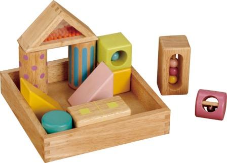 【名入れギフト】音いっぱい積み木+フード付きバスタオルセット