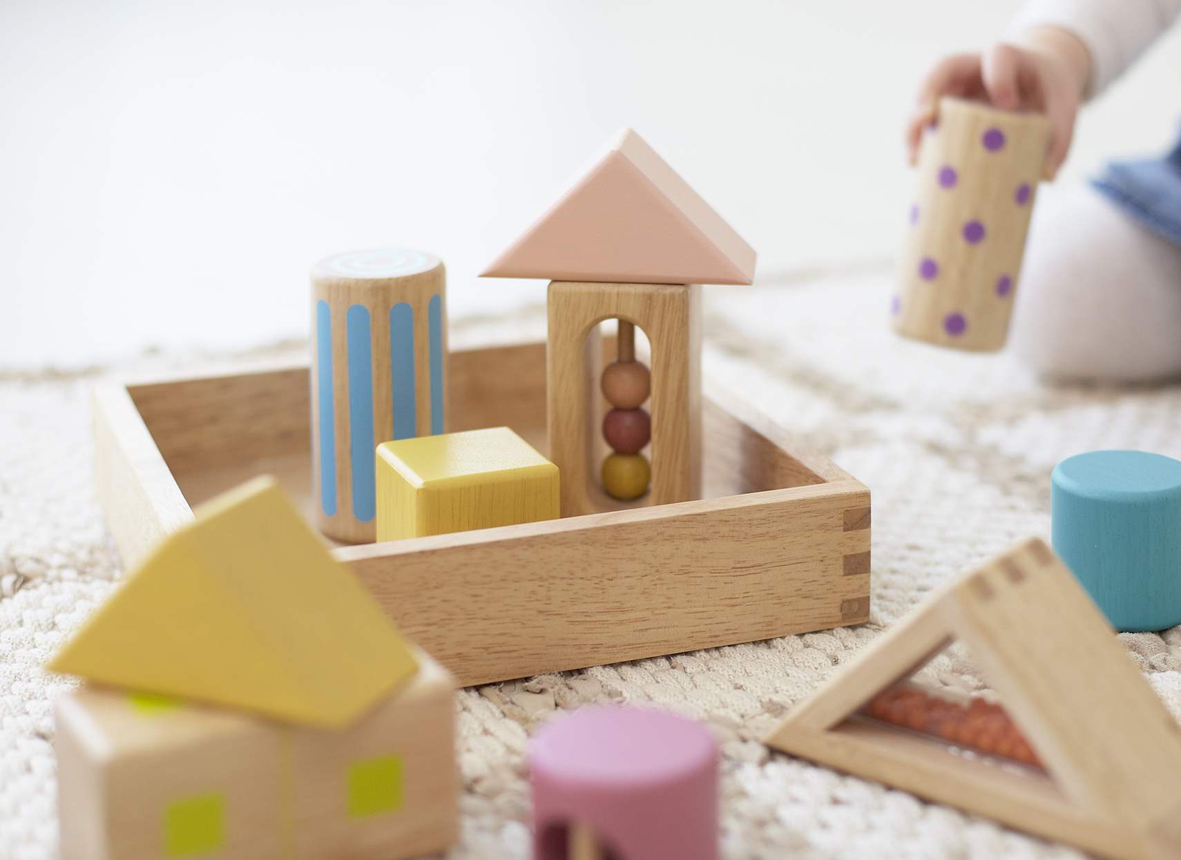 【名入れギフト】音いっぱい積み木+フード付きバスタオルセット