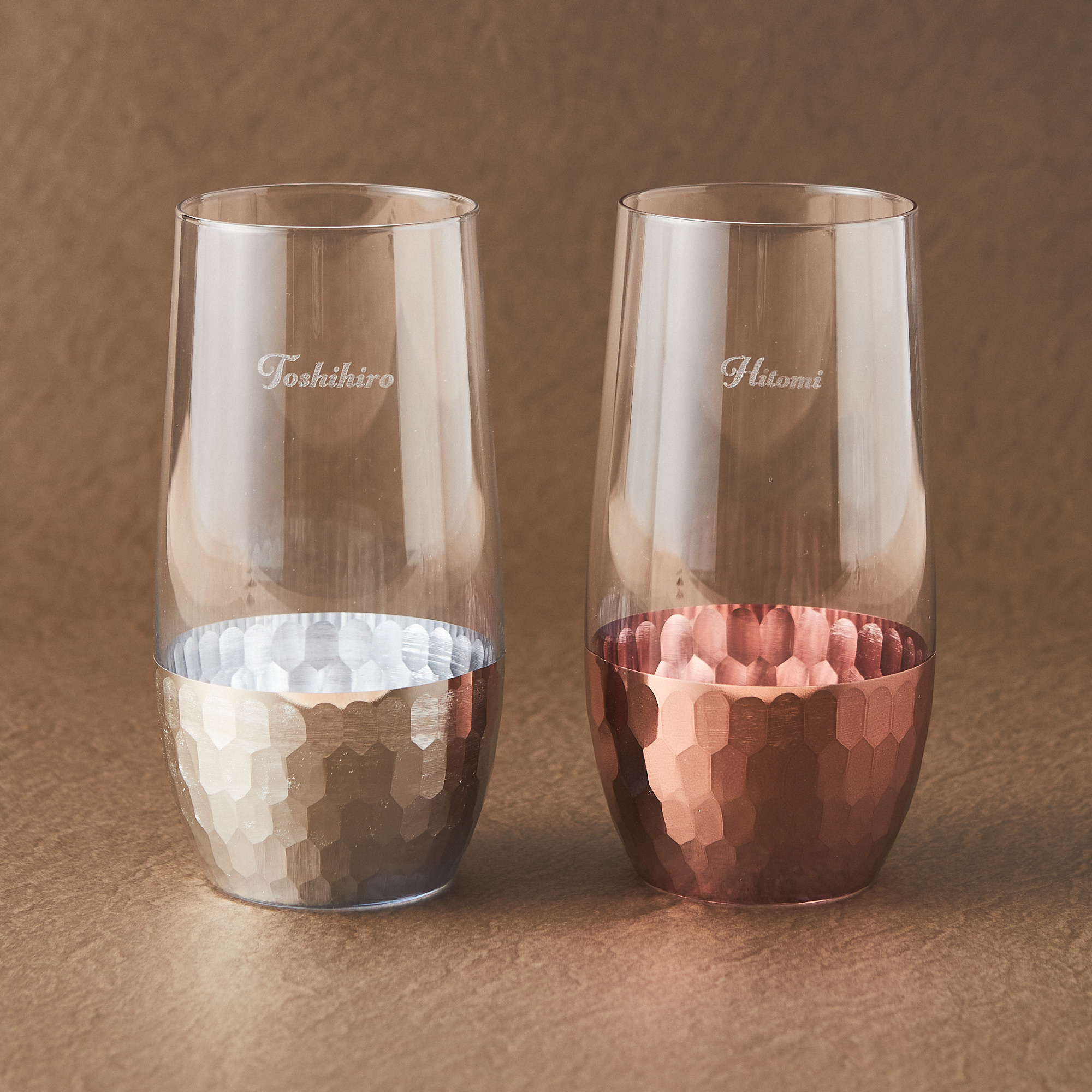 【結婚祝い・名入れ】ペアガラスタンブラー&バスオイルセット