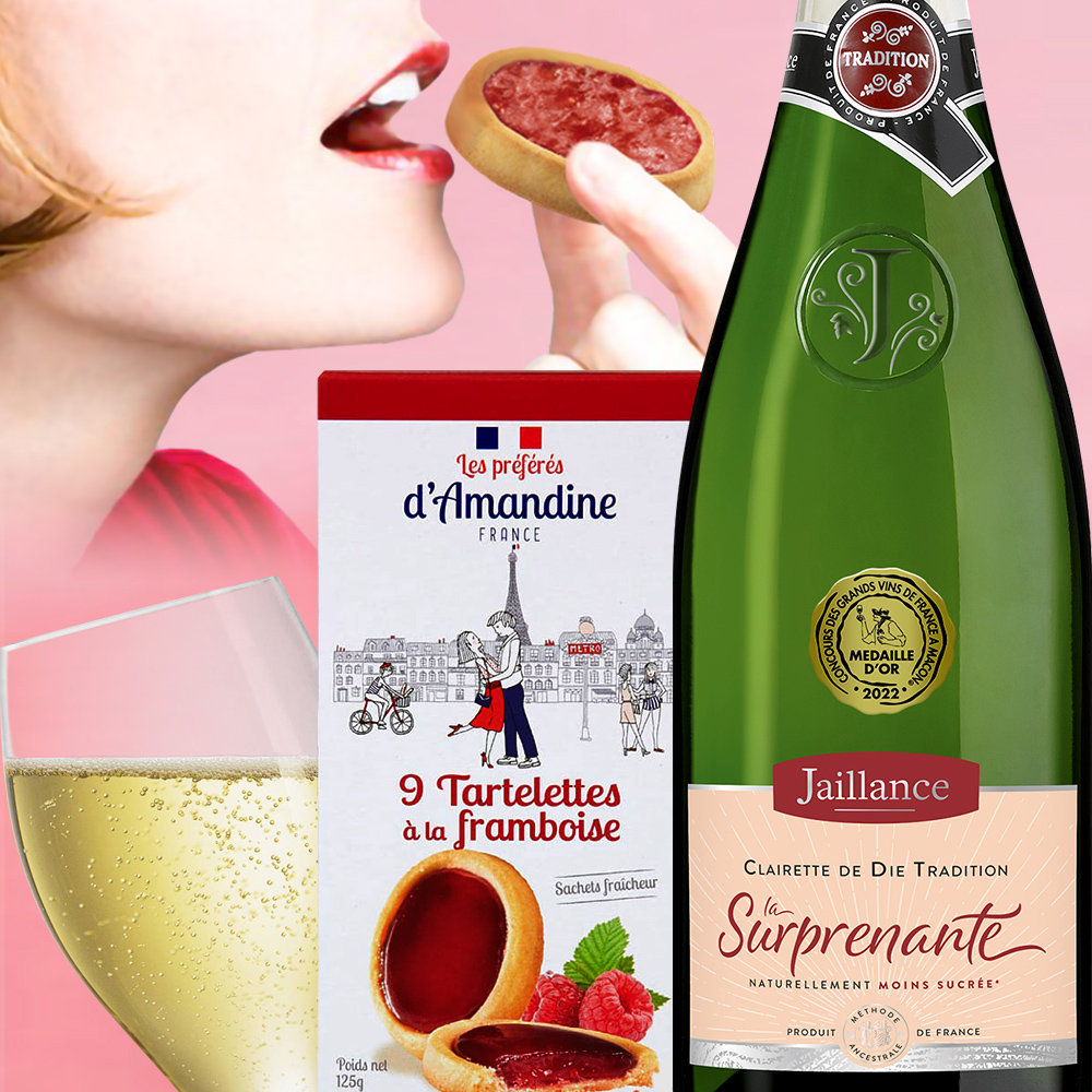 【ワインとスイーツのギフト】スパークリングワイン クレレット・ド・ディーとラズベリータルトクッキー