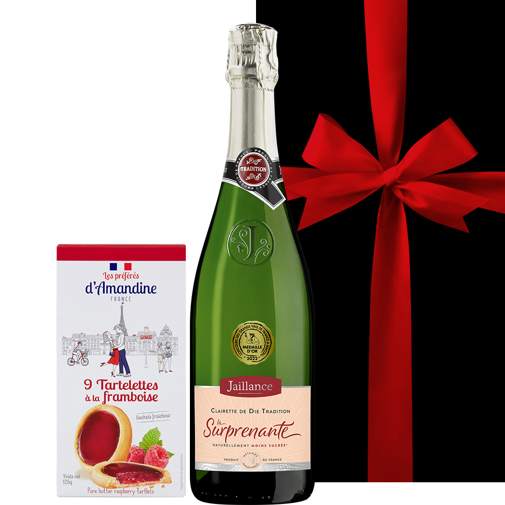 【ワインとスイーツのギフト】スパークリングワイン クレレット・ド・ディーとラズベリータルトクッキー