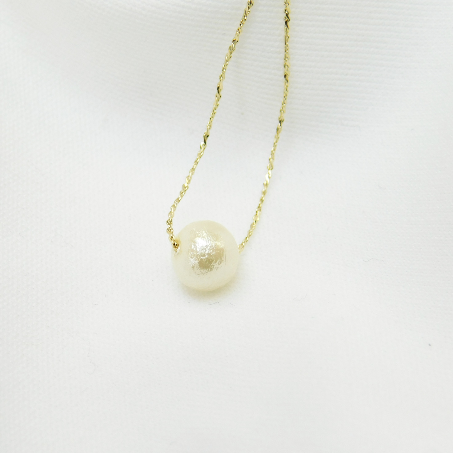 【リボンケースでお届け】コットンパールリング＆ネックレスセット