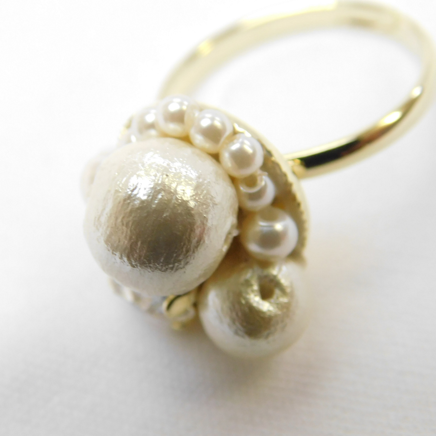 【リボンケースでお届け】コットンパールリング＆ネックレスセット