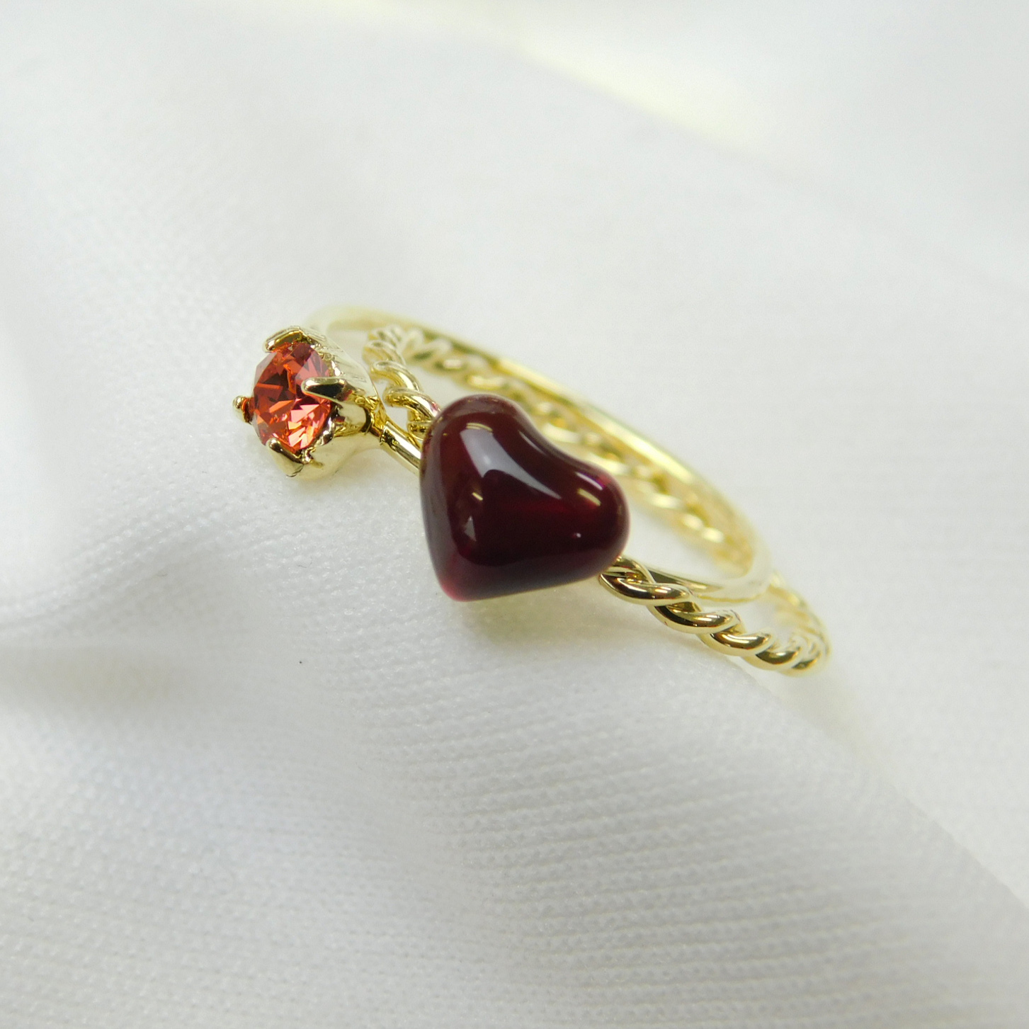 【リボンケースでお届け】ハートモチーフリング＆ネックレスセット