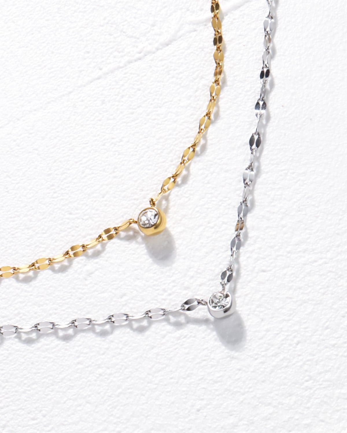 【ギフトBOX付】Zirconia × petal necklace(ゴールド/シルバー)