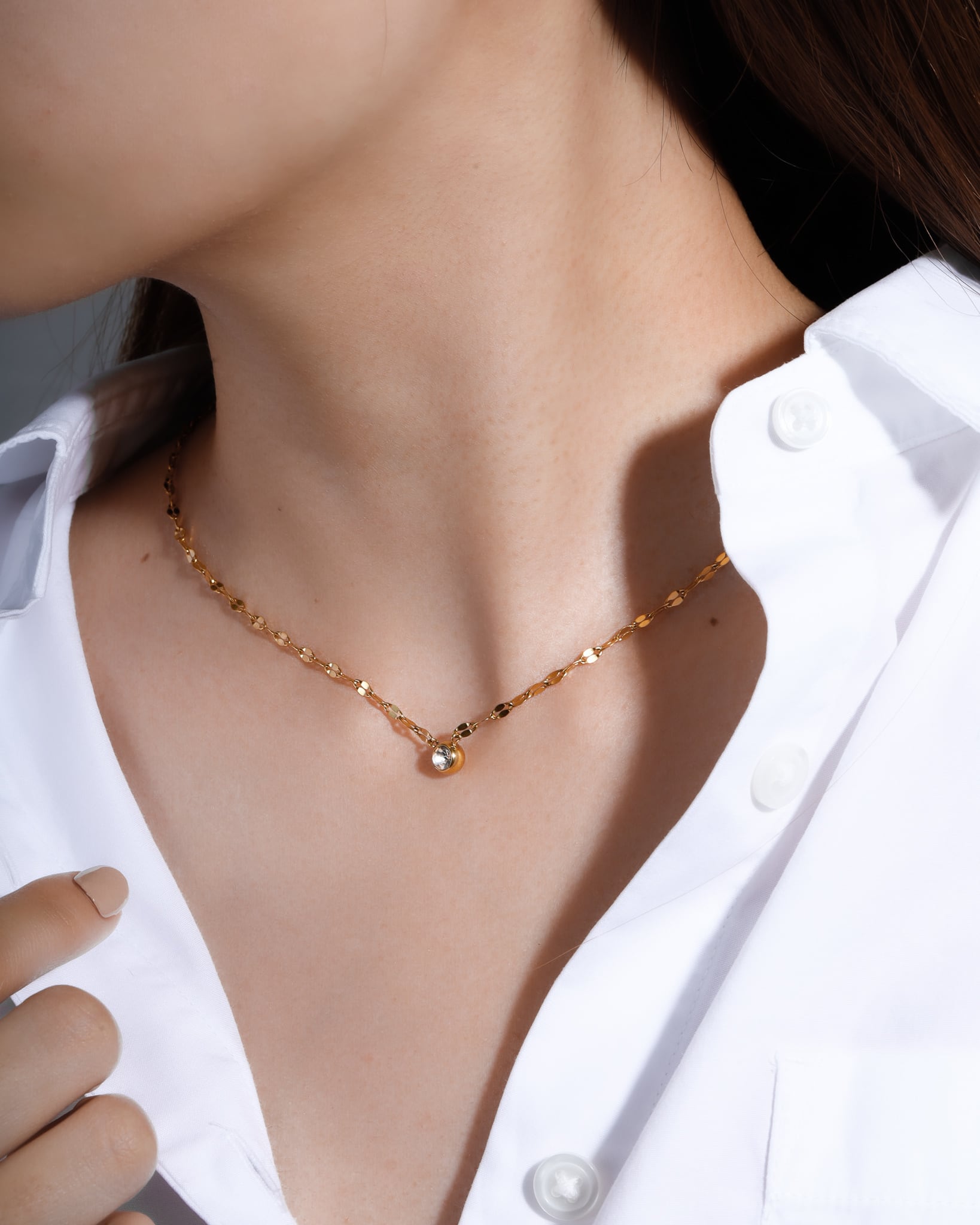 【ギフトBOX付】Zirconia × petal necklace（ゴールド/シルバー）