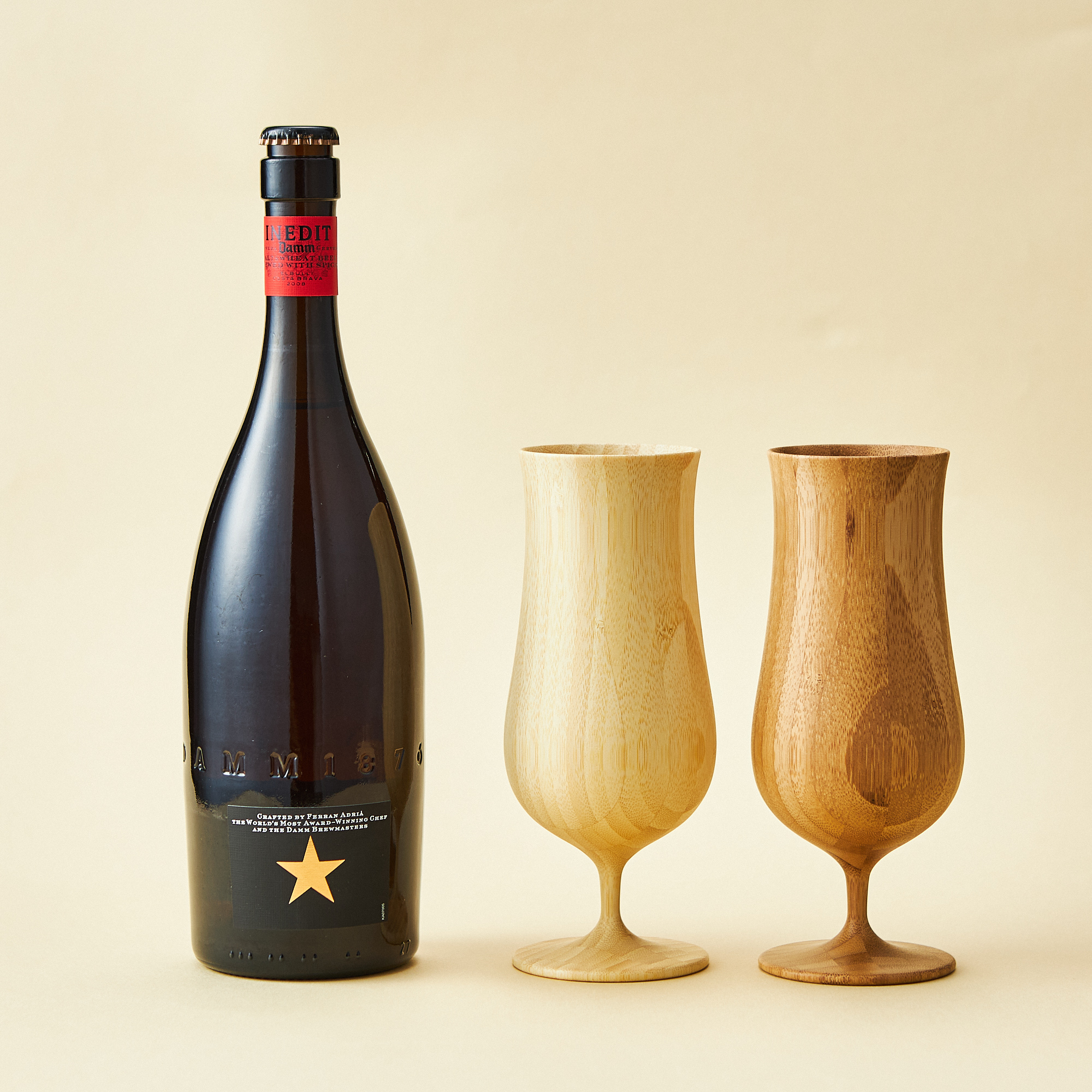 【ペア】高級ビール「イネディット」&手作りビアグラスセット