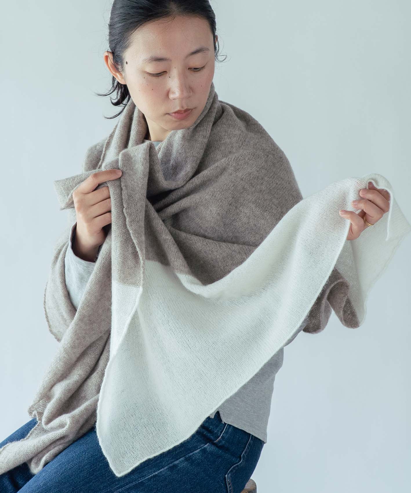 カシミヤ100％大判ストール