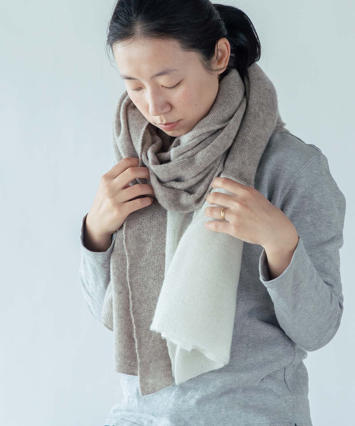 カシミヤ100％大判ストール