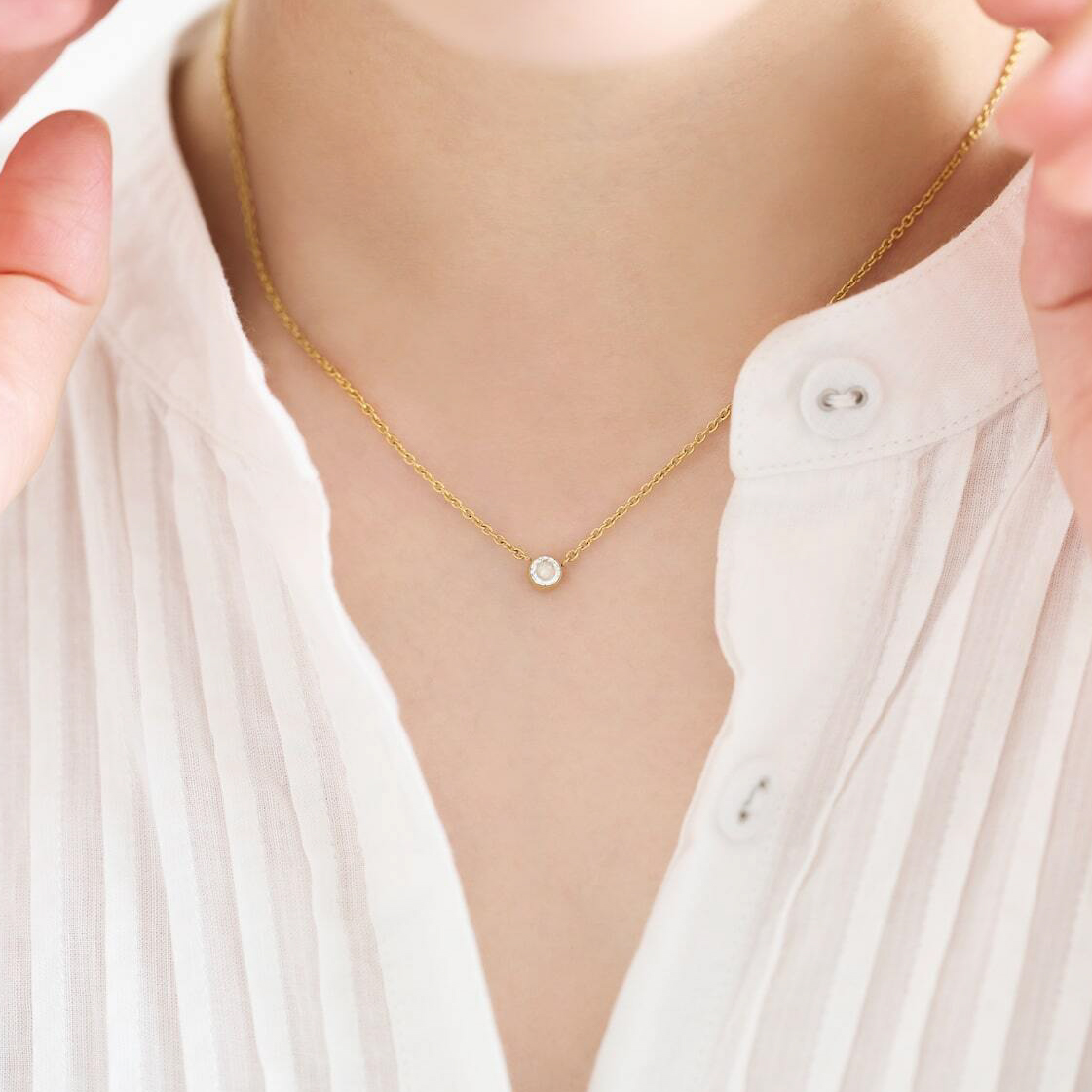 【ギフトBOX付】ジルコニアネックレス（ゴールド/シルバー/ローズゴールド）