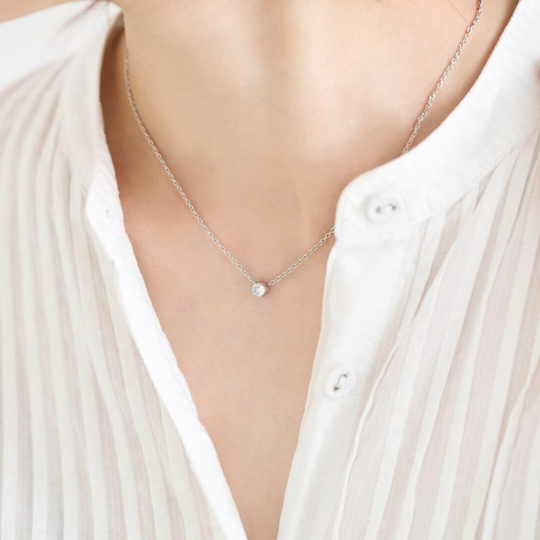 【ギフトBOX付】ジルコニアネックレス（ゴールド/シルバー/ローズゴールド）