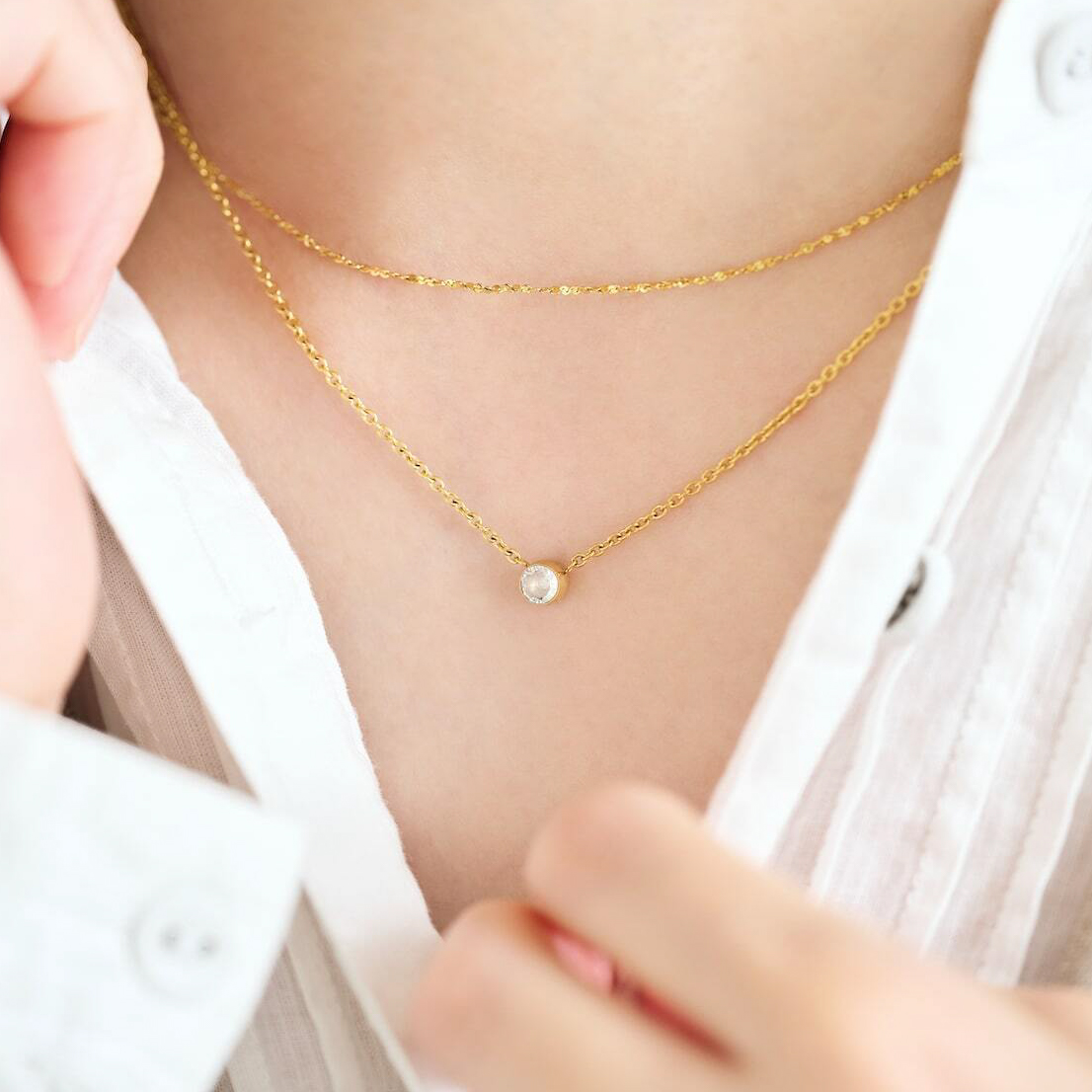 【ギフトBOX付】ジルコニアネックレス（ゴールド/シルバー/ローズゴールド）