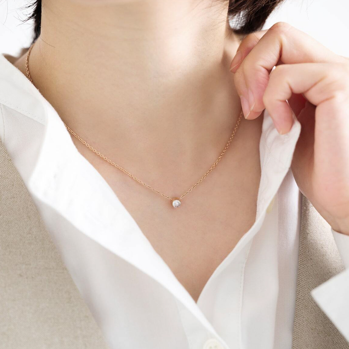 【ギフトBOX付】ジルコニアネックレス（ゴールド/シルバー/ローズゴールド）