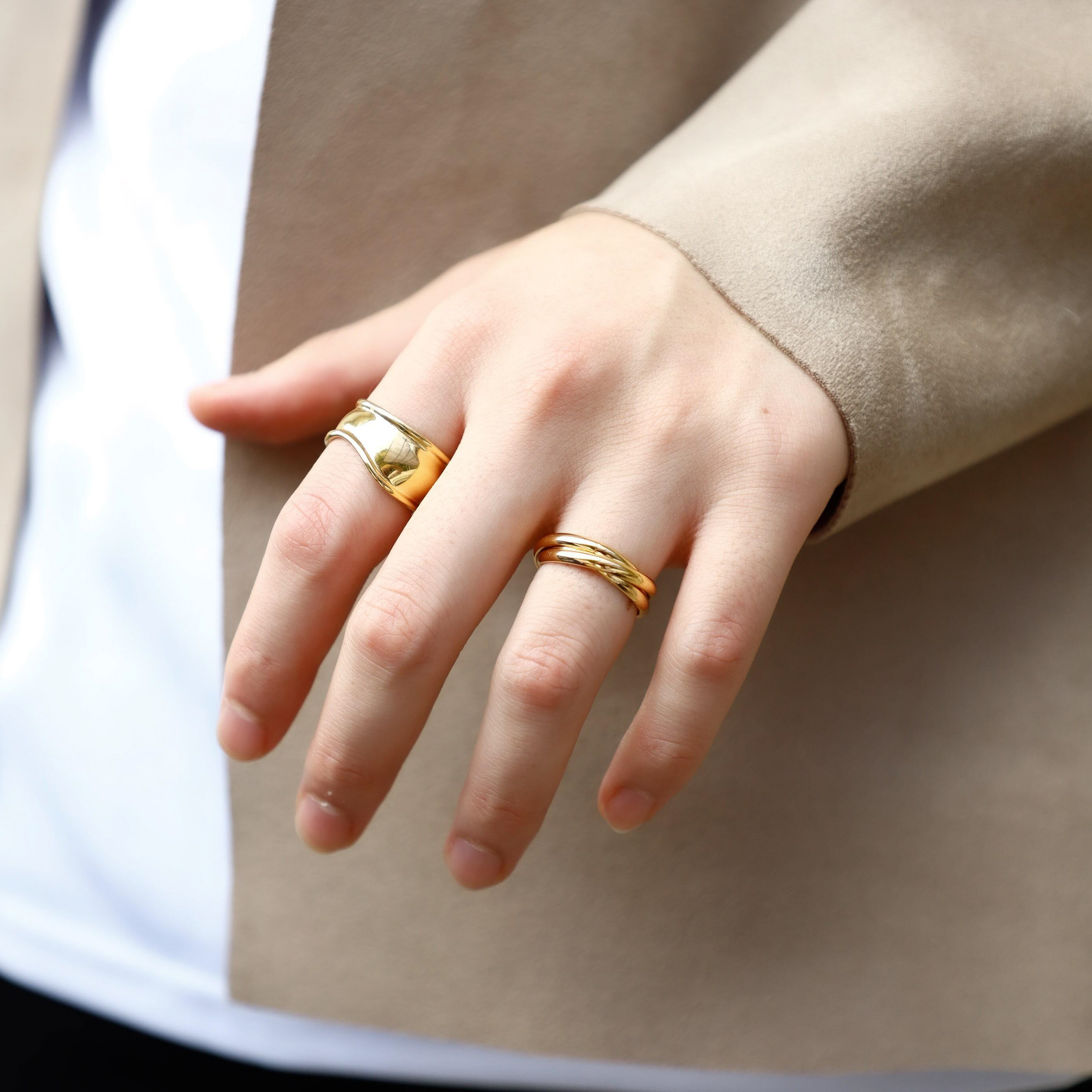 【お友達がサイズ選べる】Drei ring（ゴールド/シルバー）