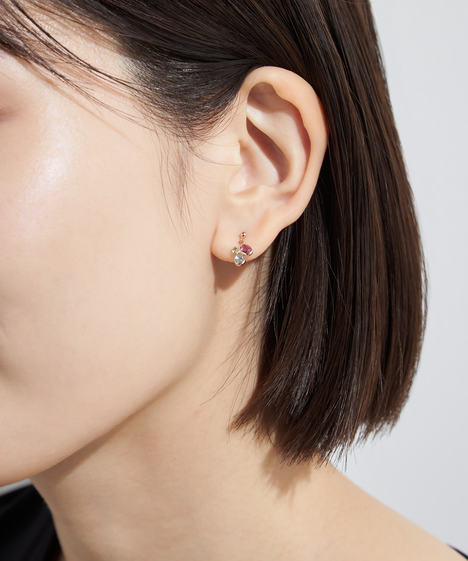 K10PG ロードライトG・スカイブルートパーズ・ハニーキュービックジルコニア ピアス