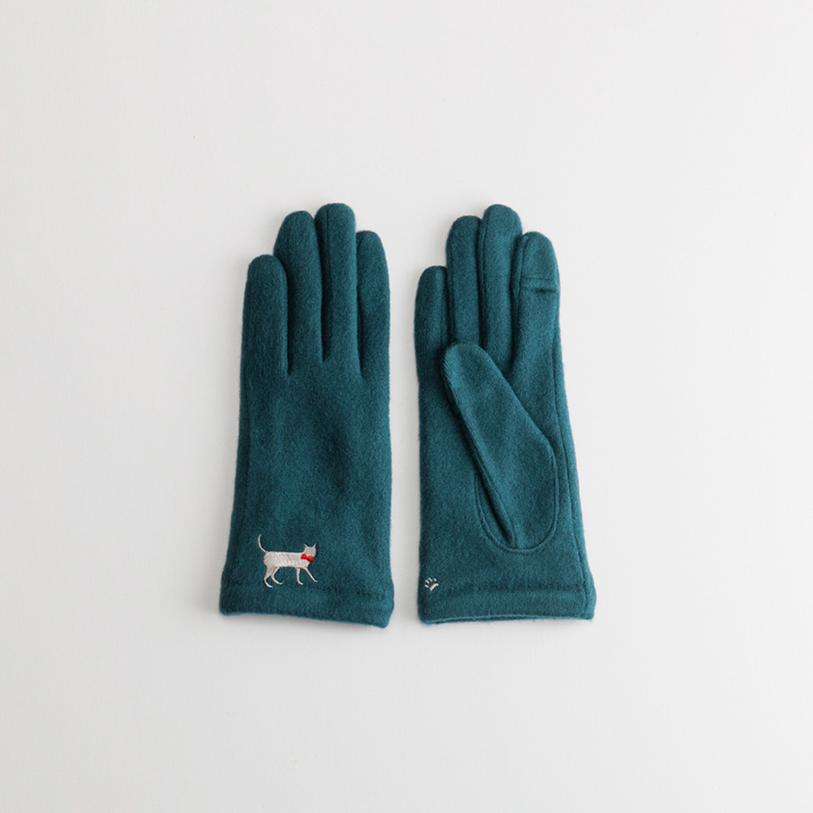 【WOMEN】おさんぽねこ刺繍ジャージグローブ