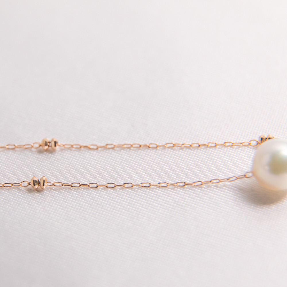Ptアコヤ真珠ひと粒パールネックレス
