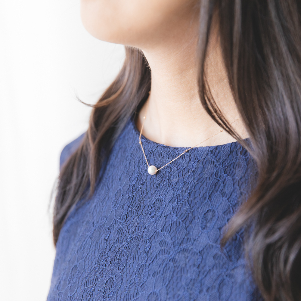 Ptアコヤ真珠ひと粒パールネックレス