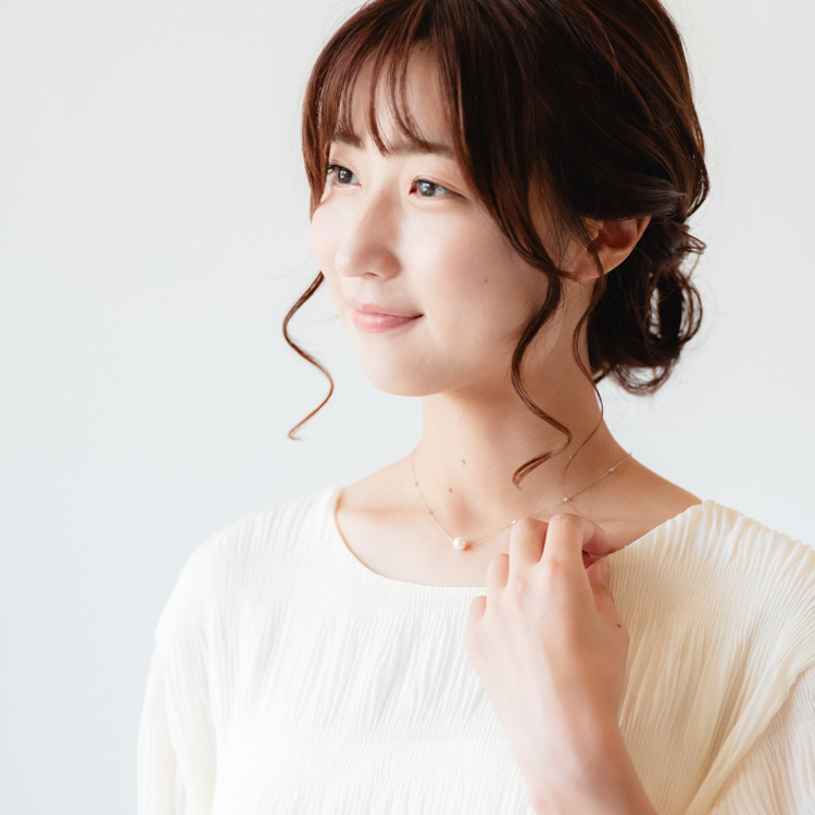 Ptアコヤ真珠ひと粒パールネックレス