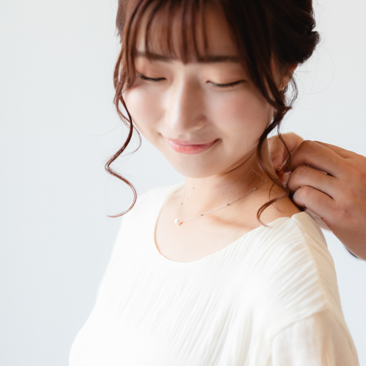 Ptアコヤ真珠ひと粒パールネックレス