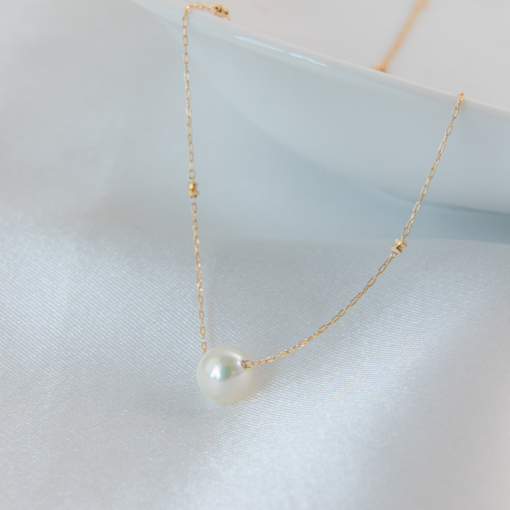 K18アコヤ真珠ひと粒パールネックレス