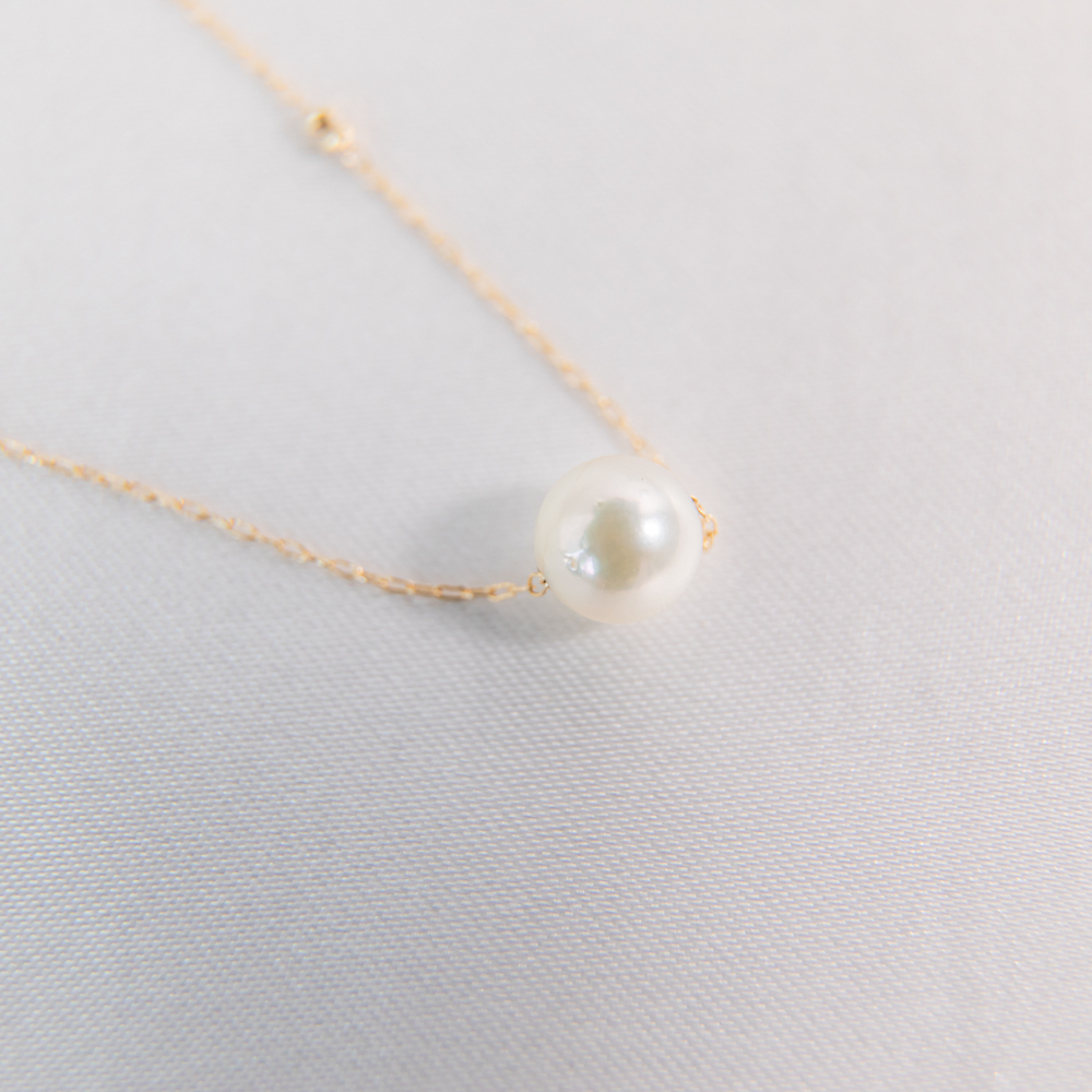 K18アコヤ真珠ひと粒パールネックレス