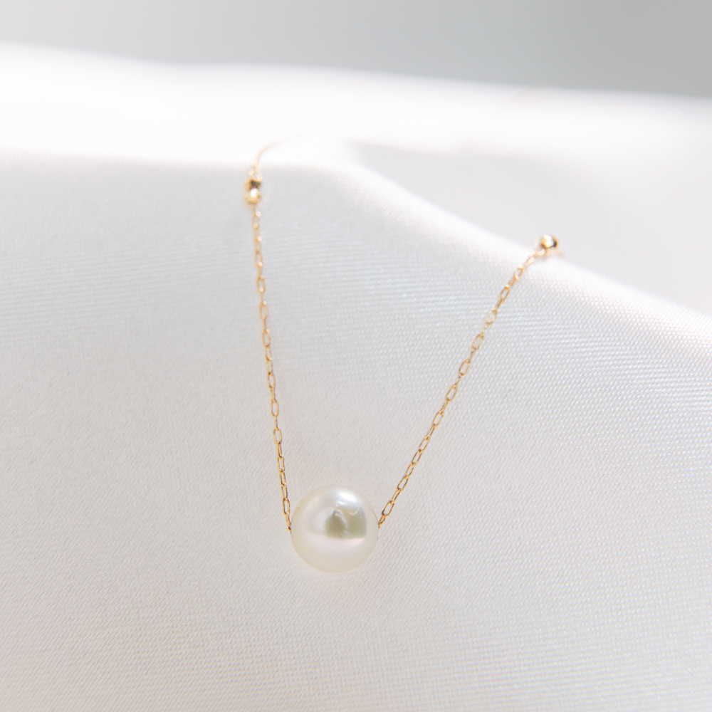 K18アコヤ真珠ひと粒パールネックレス