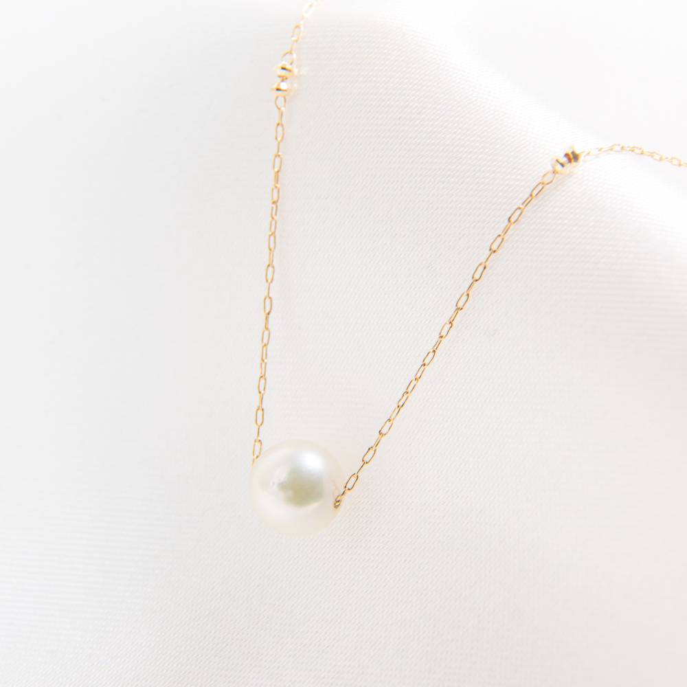 K18アコヤ真珠ひと粒パールネックレス