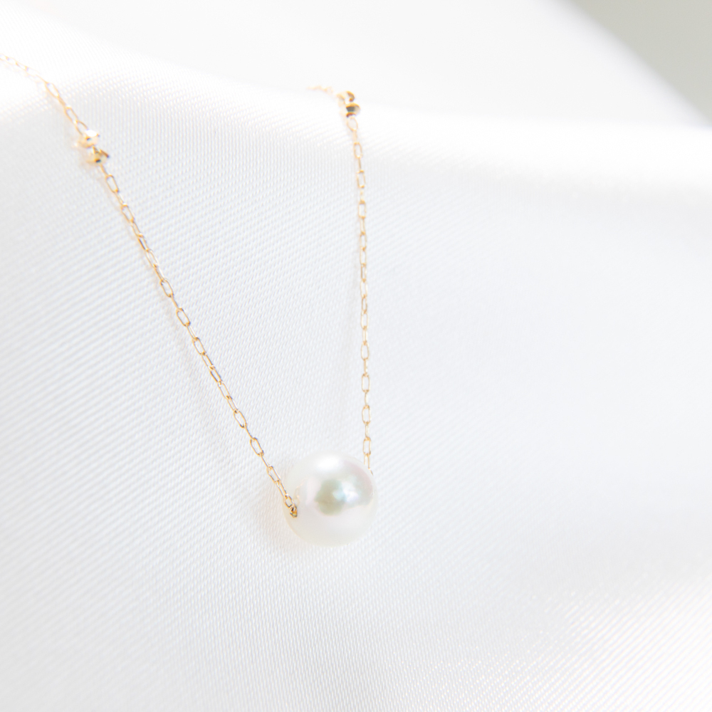 K18アコヤ真珠ひと粒パールネックレス
